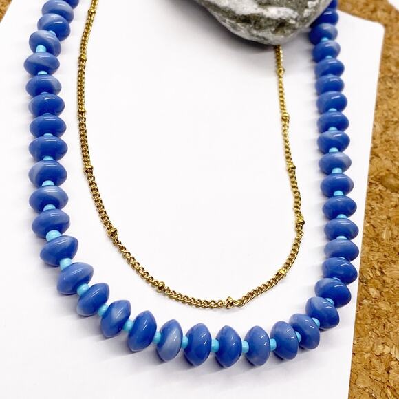 NEW Summer Blue Semiprecious Stone Necklace - Picture 8 of 9